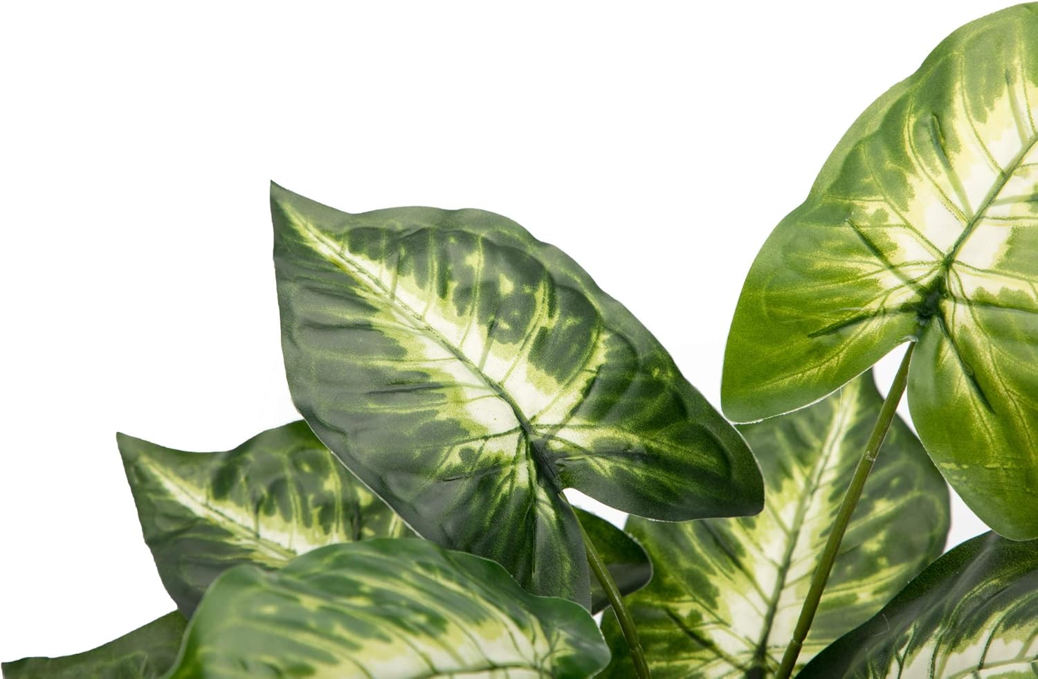 Velener 15" Artificial Potted Green Leaf Plant in Pot for Desk Top Decor (Taro Leaf) -
