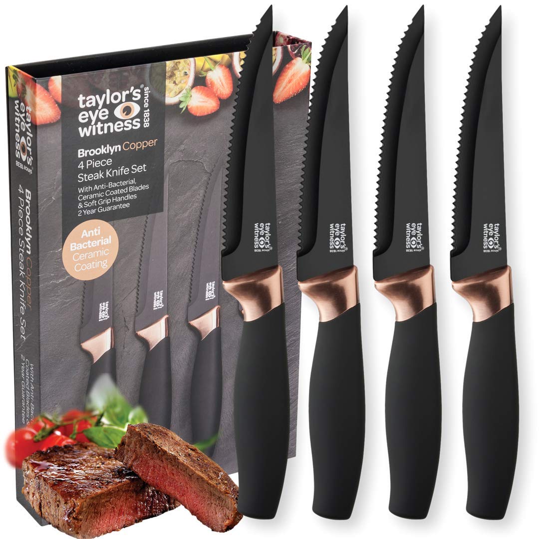 Taylors Eye Witness Brooklyn 4pc Steak Knife Set - Copper Bolster