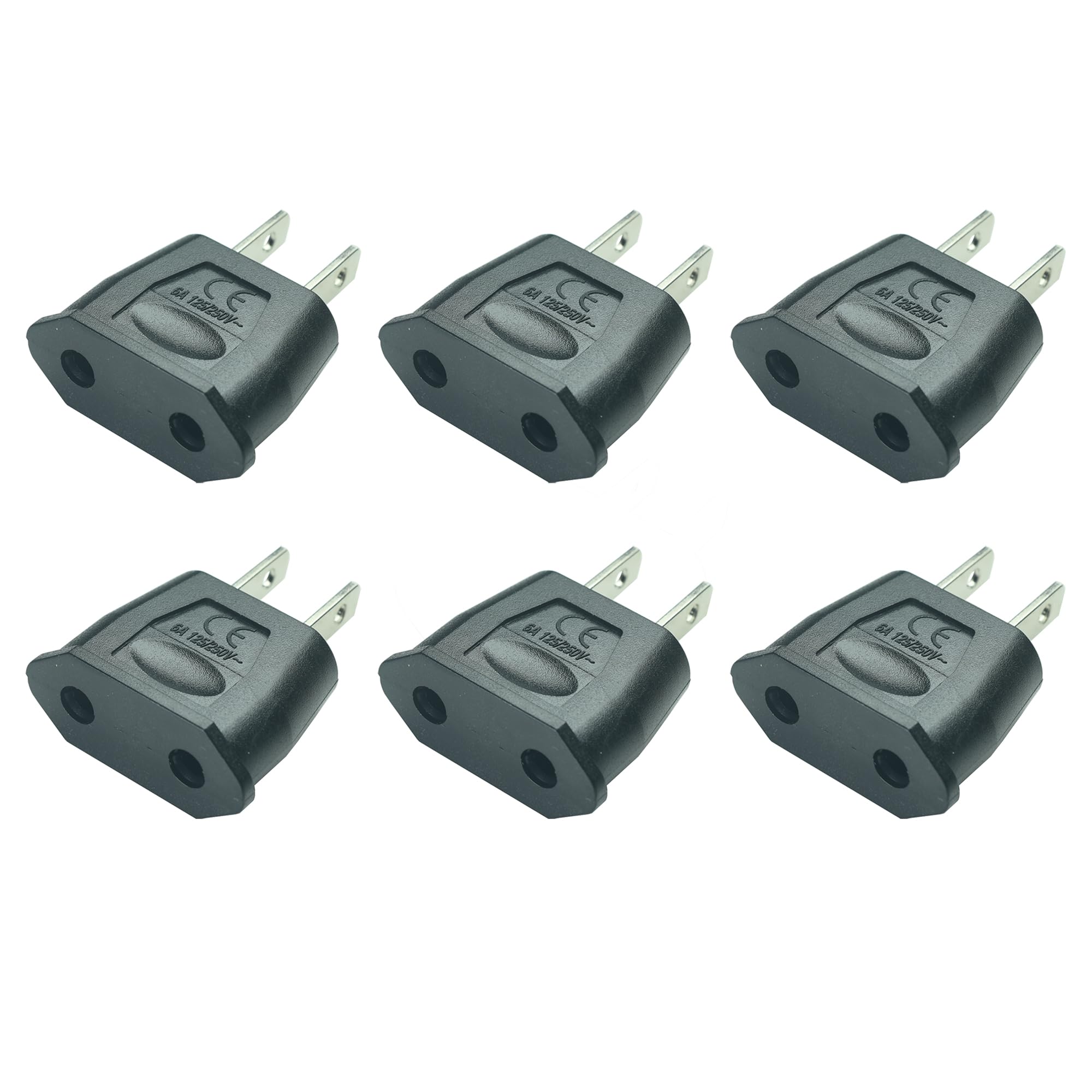 Photo 1 of 6pcs Socket Plug Adapter Europe EU Euro to US Travel Charger AC Power Converter?US 2 pin Plug to EU 2 Hole Socket Power Jack Wall Plug Converter Travel Adapter,4.0mm Hole
