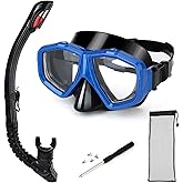 Replaceable Nearsighted Snorkeling Gear for Adults Youth, Short-sighted Anti-Fog Diving Mask & Full Dry Top Silicone Snorkel for Scuba Diving, Snorkeling, Freediving