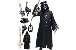 Absolute Vibe Plague Doctor Bird Mask and Hat Combo Set Halloween Costume Steampunk Cosplay Props (S, BLACK-001)