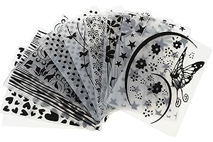 Alipis 10Pcs Plastic Embossing Folder Templates with Windmill Star Heart Butterfly Bark Patterns for DIY