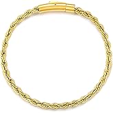 Men's 18K Gold Filled Bracelet - 8 Inch Rope Chain Bracelet with Easy-On Bayonet Clasp, Jewelry Box Included, Anniversary Birthday Gift for Men - Hypoallergenic Non-Tarnish, 4mm, Hip-Hop Accessory