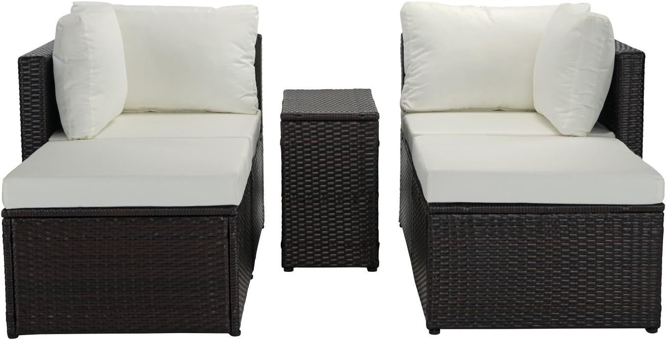 Amazon Com Divano Roma 5 Piece Outdoor Patio Rattan Wicker Configurable Furniture Set With Cushions Brown Beige Garden Outdoor