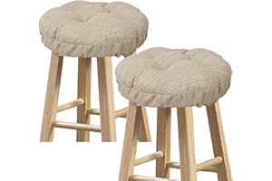 baibu Set of 2 Stool Covers Round, Super Soft Round Bar Stool Cushion Covers Seat Cushion - 2 Cushions Only (Beige,12" (30cm))