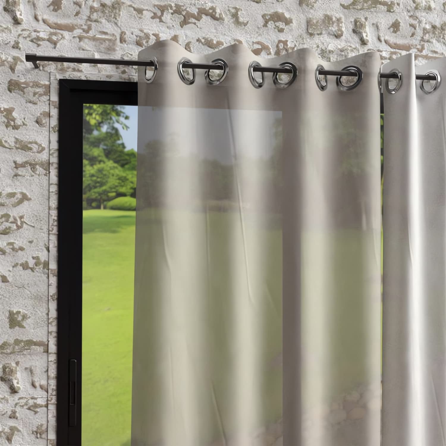 Soleil d'ocre Crinkle Effect Eyelet Curtain 135 x 250 cm Bohemian Linen