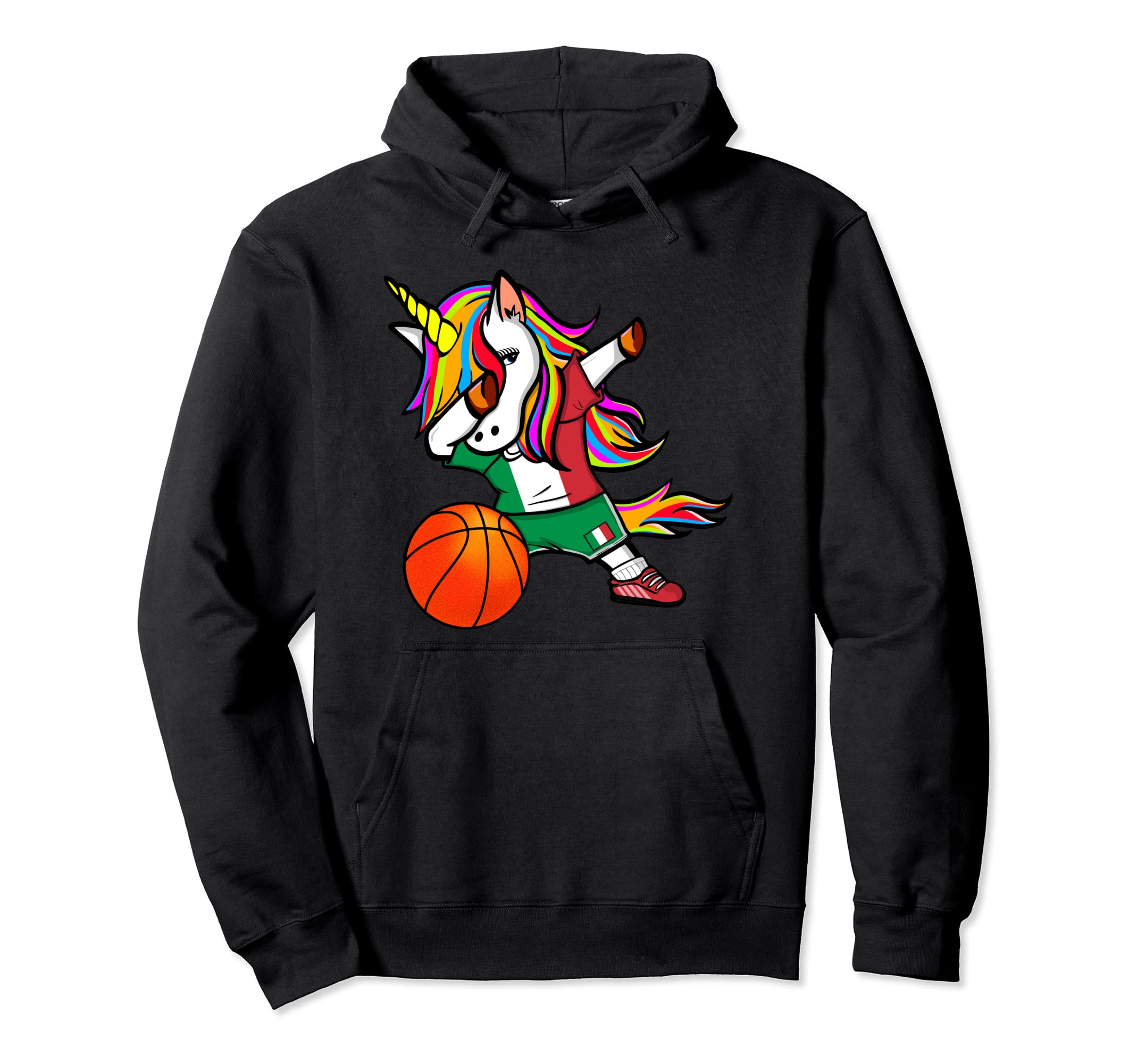 Funny Dabbing Unicorn Italy Basketball - Italian Flag Sport Pullover Hoodie