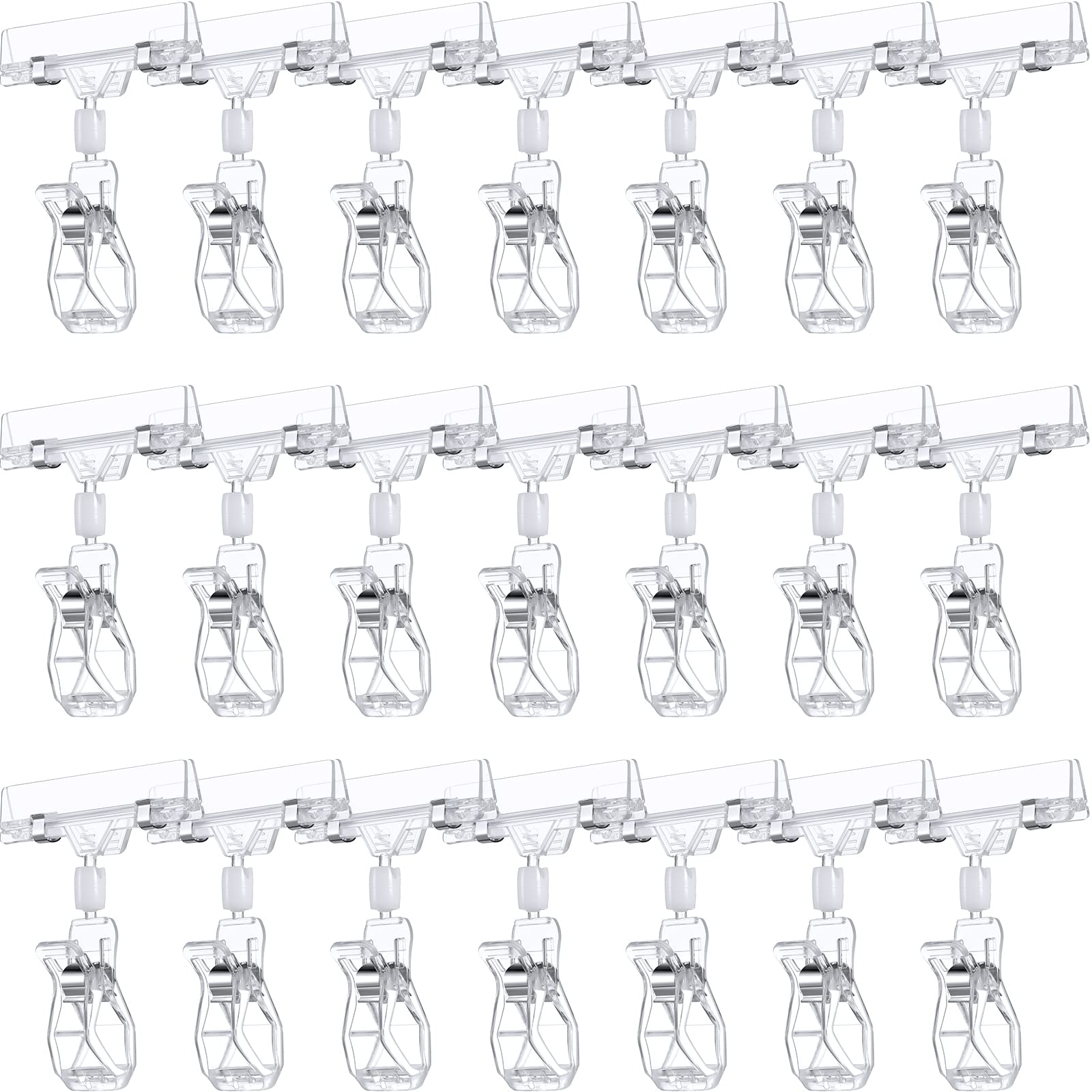 Photo 1 of Honeydak 50 Pcs Plastic Sign Holder Clips Swivel Price Signs Rotatable Rack Shelf Price Clips for Merchandise Double Display for Retail Cards(Simple Shape)