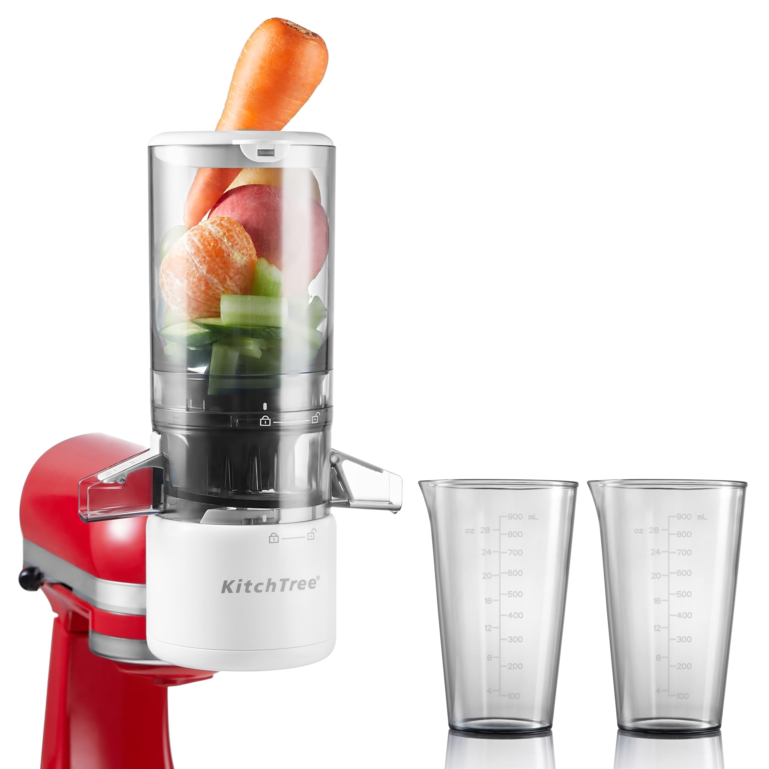 Photo 1 of KITCHTREE Slow Cold Press Juicer Attachment for KitchenAid Stand Mixer, 4.2" Large Feed Chute Fit Whole Vegetables & Fruits, Masticating Juicer Attachment for KitchenAid, Easy to Clean