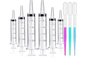 FOOSI 20ml Syringe for Liquid - Syringes without Needle - 20 ml Sterile Packed Plastic Syringe with Dropper for Medicine Student Lab Measuring Liquids and Pet Feeding Oral Food, Jello ( 6 Pack )
