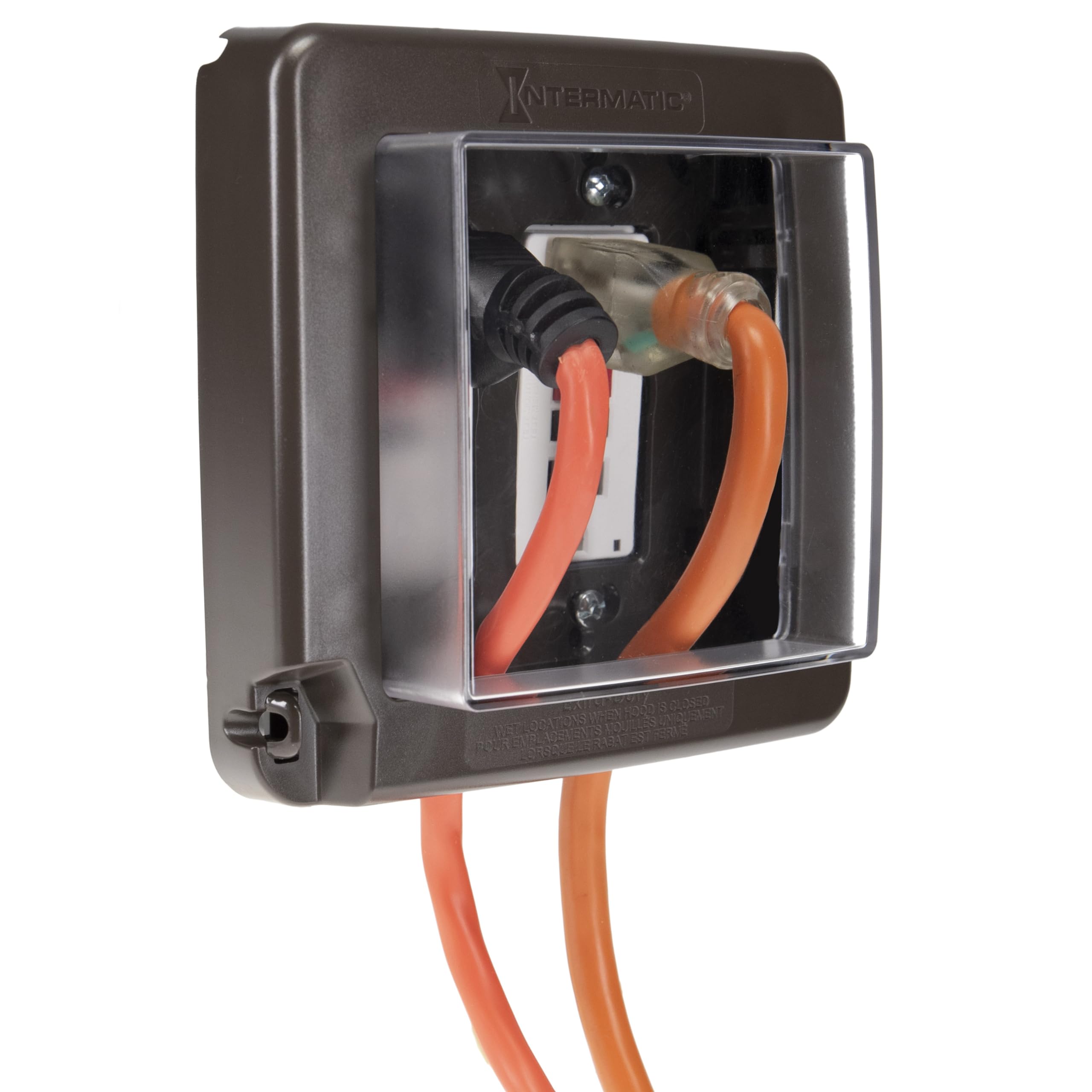 Photo 1 of Intermatic WP7200BR Low-Profile Extra-Duty Weatherproof 2-Gang Cover, Bronze - Expandable Front Window, Versatile Mounting, Complete Installation Kit - Protect Outdoor Outlets - 2 Pack
