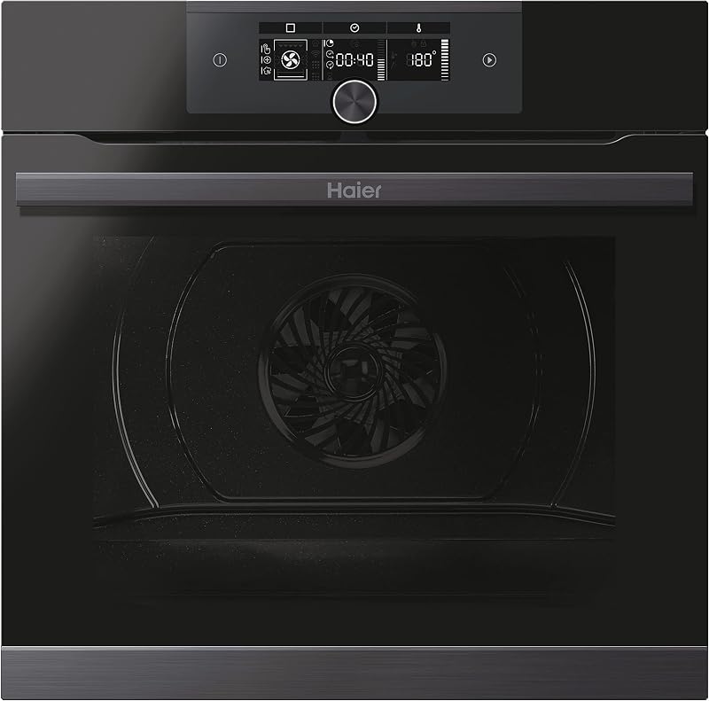 I-Turn Série 4 HWO60SM5F8BH - Forno multifunções, conectividade pirolítica, WIFI e Bluetooth, capacidade de 70L, 13 funções, controlo rotativo e ecrã digital, iluminação lateral, preto
