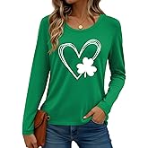 FCGHSII St Patrick's Day Shirt Women: Lucky St Patty's T-Shirts Shamrock Clover Irish Long Sleeve Blouse Tops