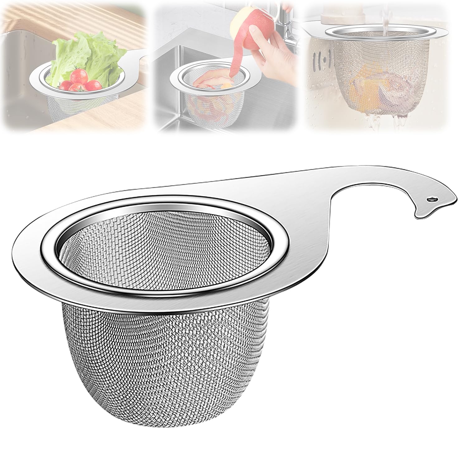 Photo 1 of 2025 New Stainless Steel Swan Sink Strainer Basket, Upgrade Kitchen Sink Drain Strainer Faucet Hanging Filter Basket, Corner Sink Strainer Multi-Functional Drain Basket for Fruit Vegetable