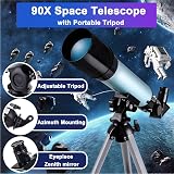 BESIMLI Telescope for Kids Beginners 50/360mm 90X Zoom Refractor with Tripod view 2