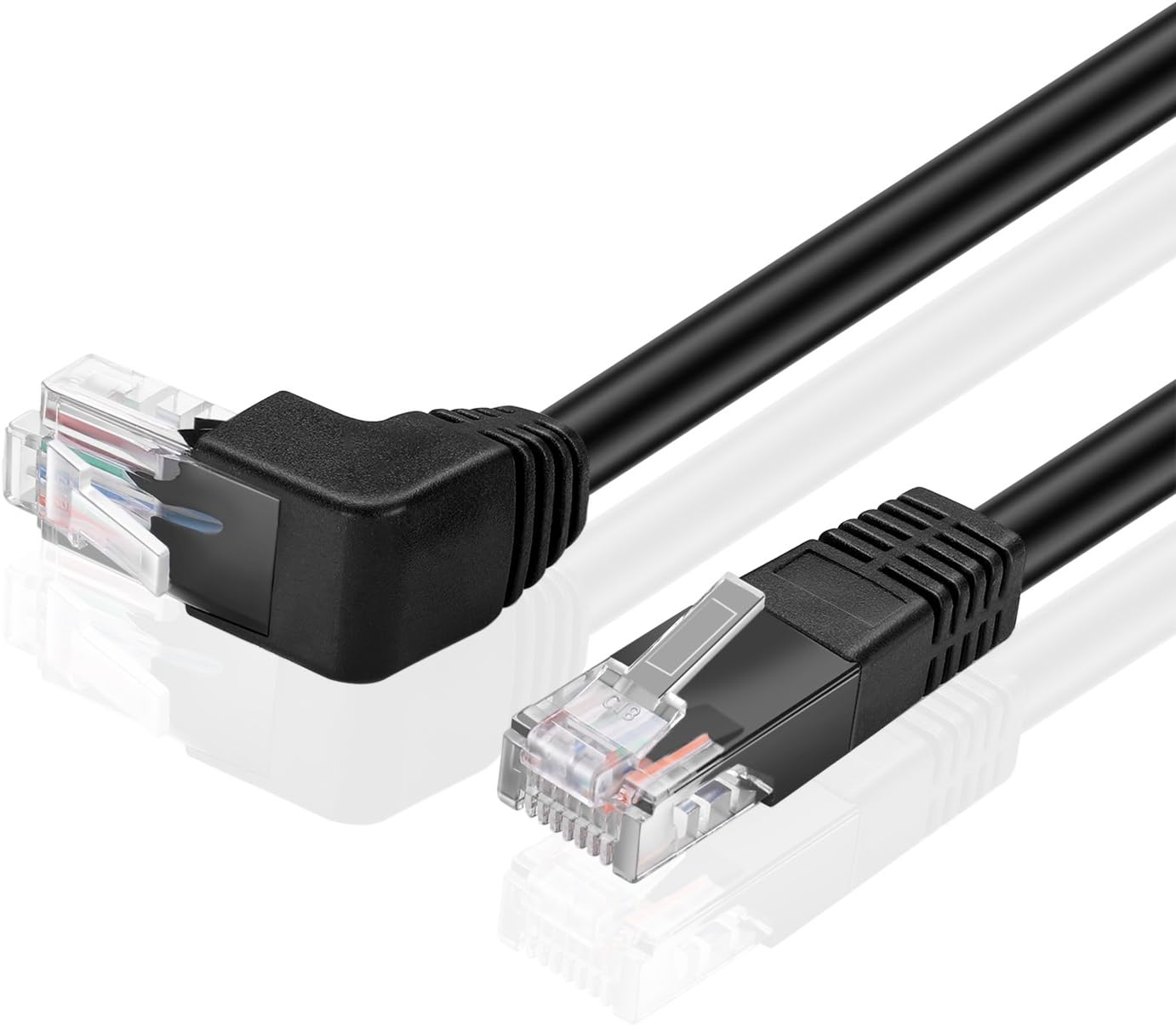 TNP Cat6 Cable (Right Angle Up, 3 FT) RJ45 90 Degree Network