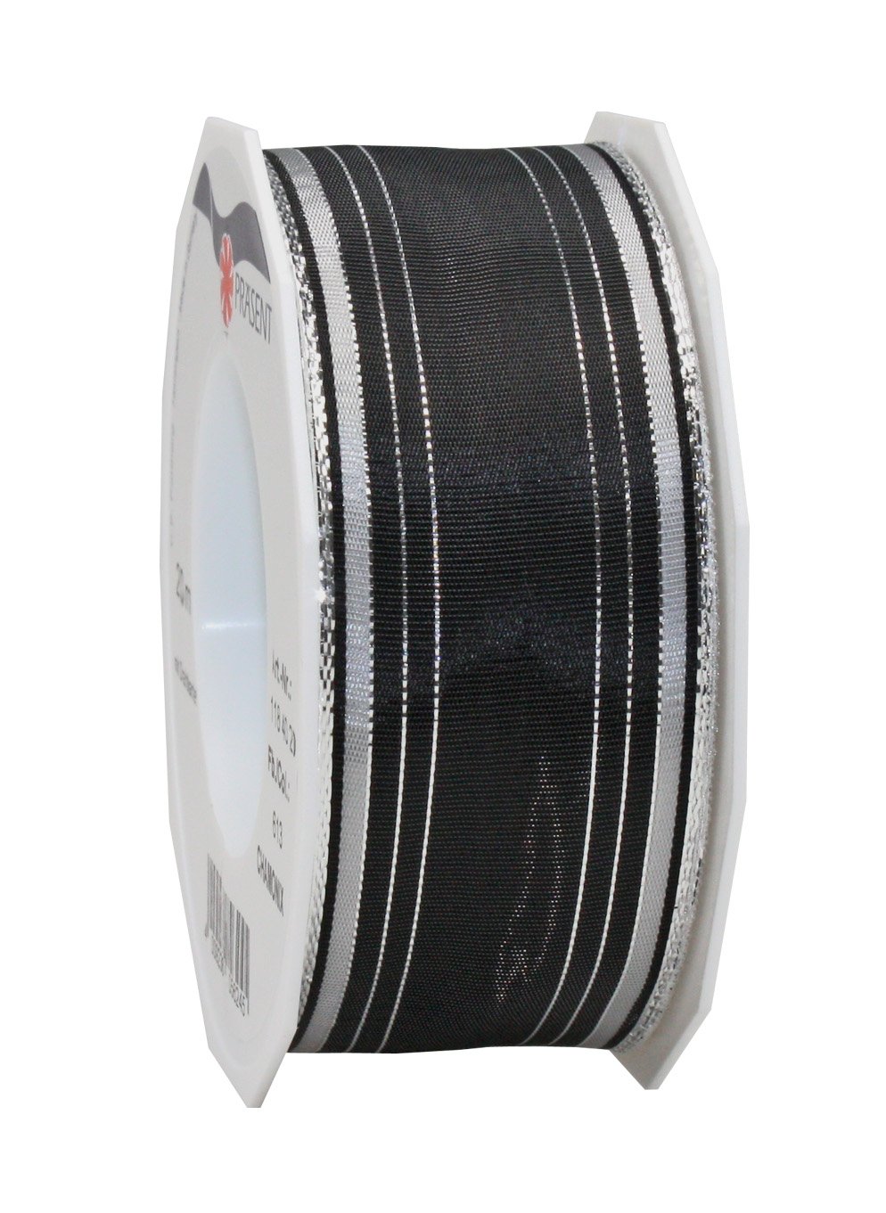 Präsent - Chamonix Wired Ribbon Black-Silver 40 mm Width, 20 m Length — image 1