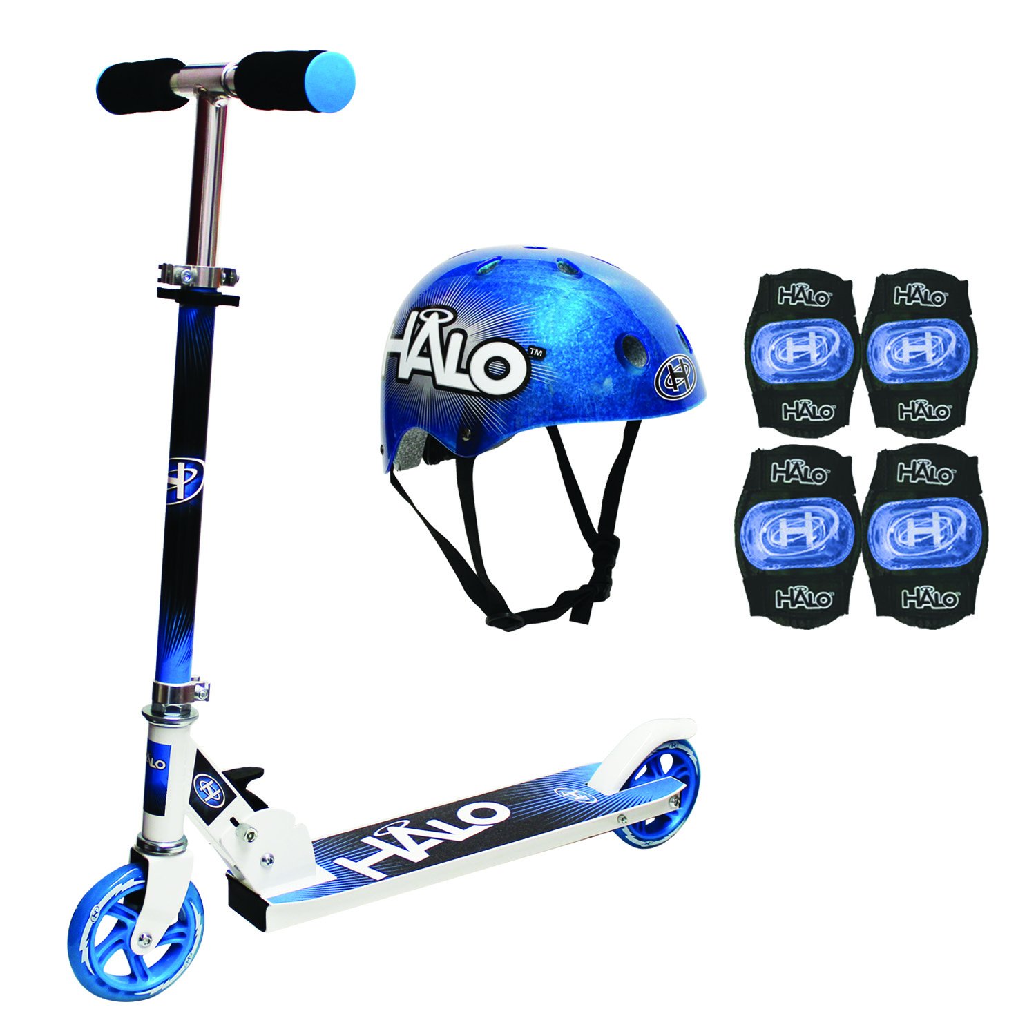 Halo Rise Above Inline Scooter Combo Set (Blue) Sports