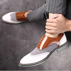 Men's Two Tone Patchwork Brogue Oxfords Shoes