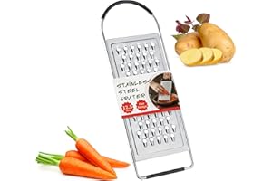 Cheese Grater Handheld, HIA Flat Coarse Stainless Steel Graters for Kitchen, Food Grater with Anti-Slip Handle, Perfect for P