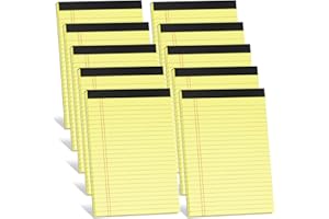 AILZFEI 5x8 Inch Legal Pads - 10 Pack Yellow Legal Pad 5 x 8, 30 Sheets Small Note Pads, Notepads College Ruled, Yellow Paper Writing Pad - Ideal for Office, School or Home Use