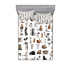 Lunarable Cat Lover Fitted Sheet & Pillow Sham