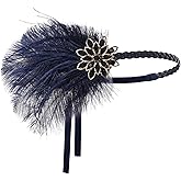 BABEYOND 1920s Flapper Headband Roaring 20s Headpiece Gatsby Ostrich Feather Headpiece with Crystal
