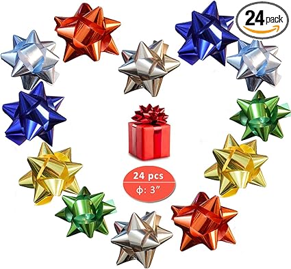Amazon Com Christmas Wrapping Bow Elify Metallic Ribbon Star Bow