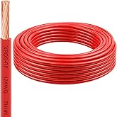 12 Gauge THHN Wire, 25FT Red Stranded Copper Electrical Wire, 600V, Heat &amp; Oil Resistant, Nylon Sheath Building Wire for Indoor/Outdoor Use