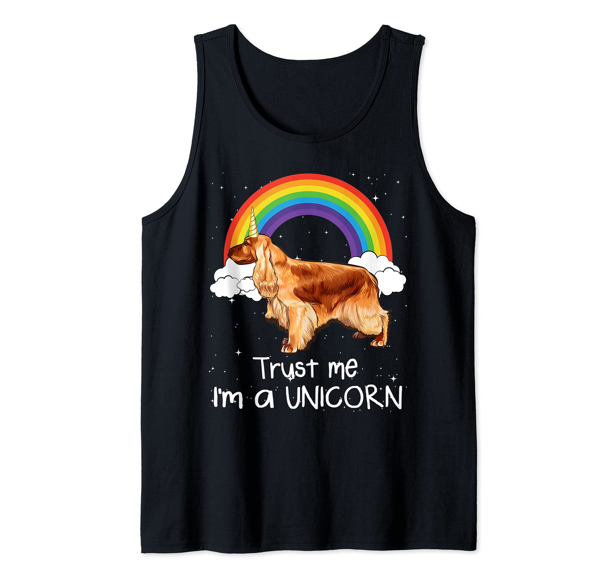 Rainbow English Cocker Spaniel Trust Me I'm A Unicorn Dog Tank Top