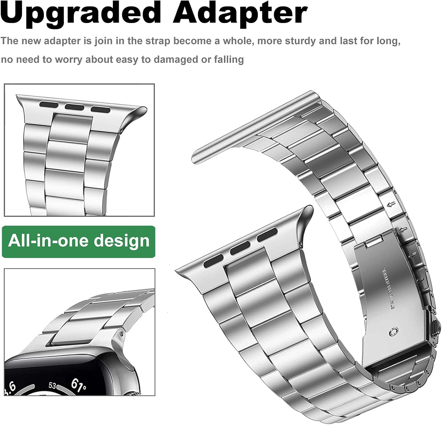 Miimall Metal Strap for Apple Watch Series 10 46mm, Ultra 2/Ultra 49mm, Series 9/8/7 45mm, Series SE/6/5/4 44mm - Image 5