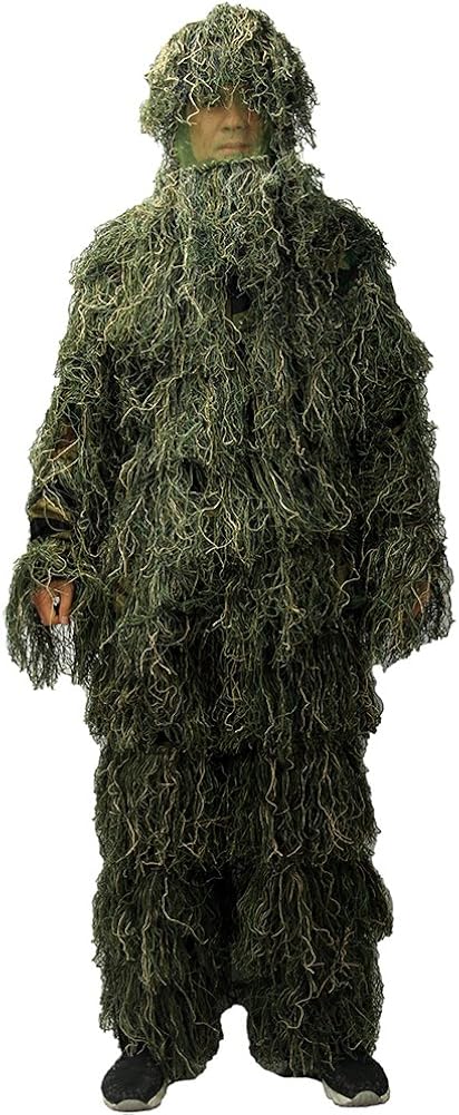 LOOGU Ghillie Suit, Camo Suit Woodland and Forest Design Military Leaf Hunting and Shooting Accessories Tactical Camouflage Clothing Free Size for Airsoft, Wildlife Photography Halloween : Sports & Outdoors