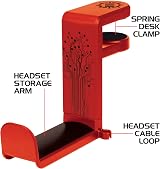 ENHANCE PC Gaming Headset Hook Holder Hanger Mount Red 360 Rotating Arm Under view 3
