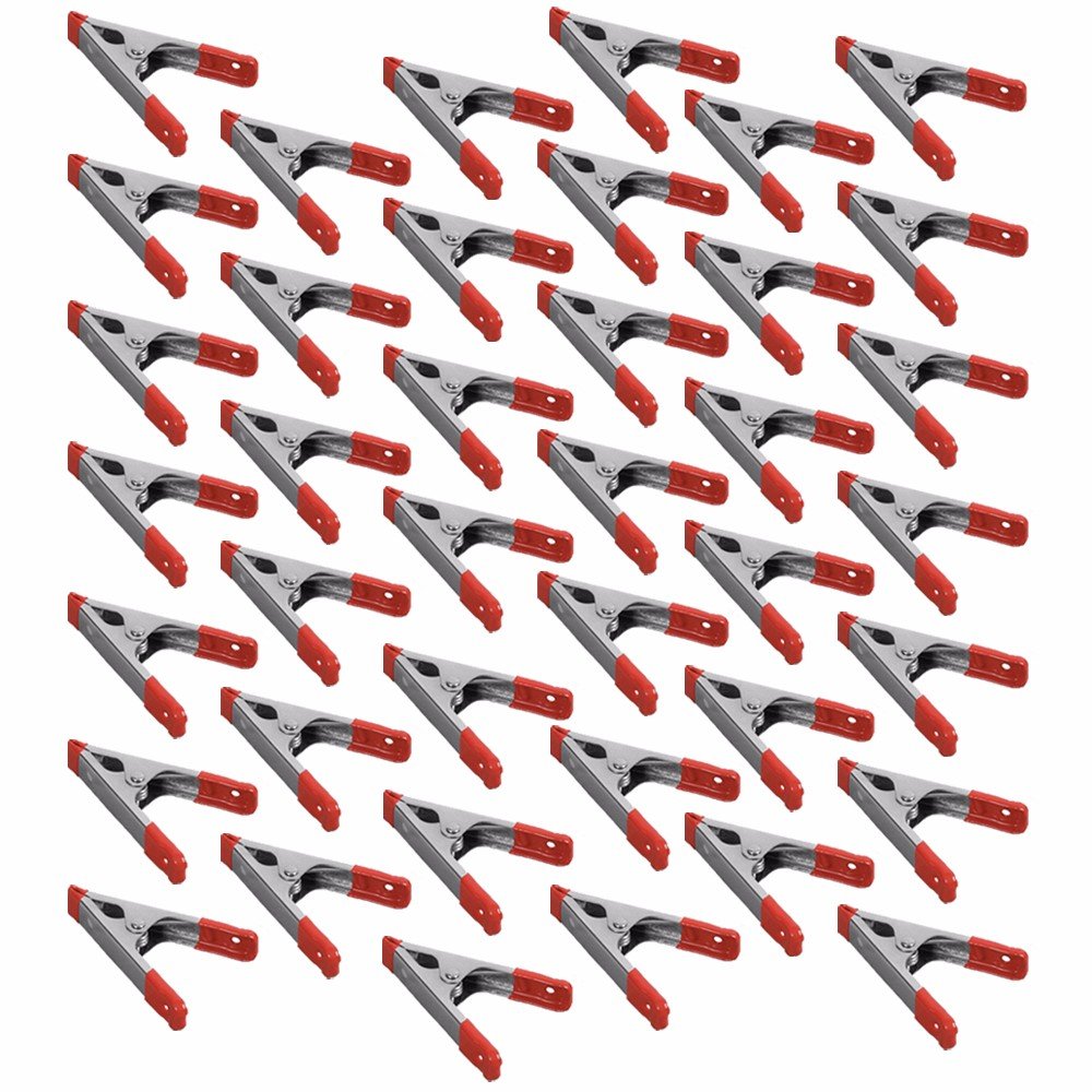 Wideskall 4" inch Metal Spring Clamps w/Red PVC Coated Handle and Tips (Pack of 40)