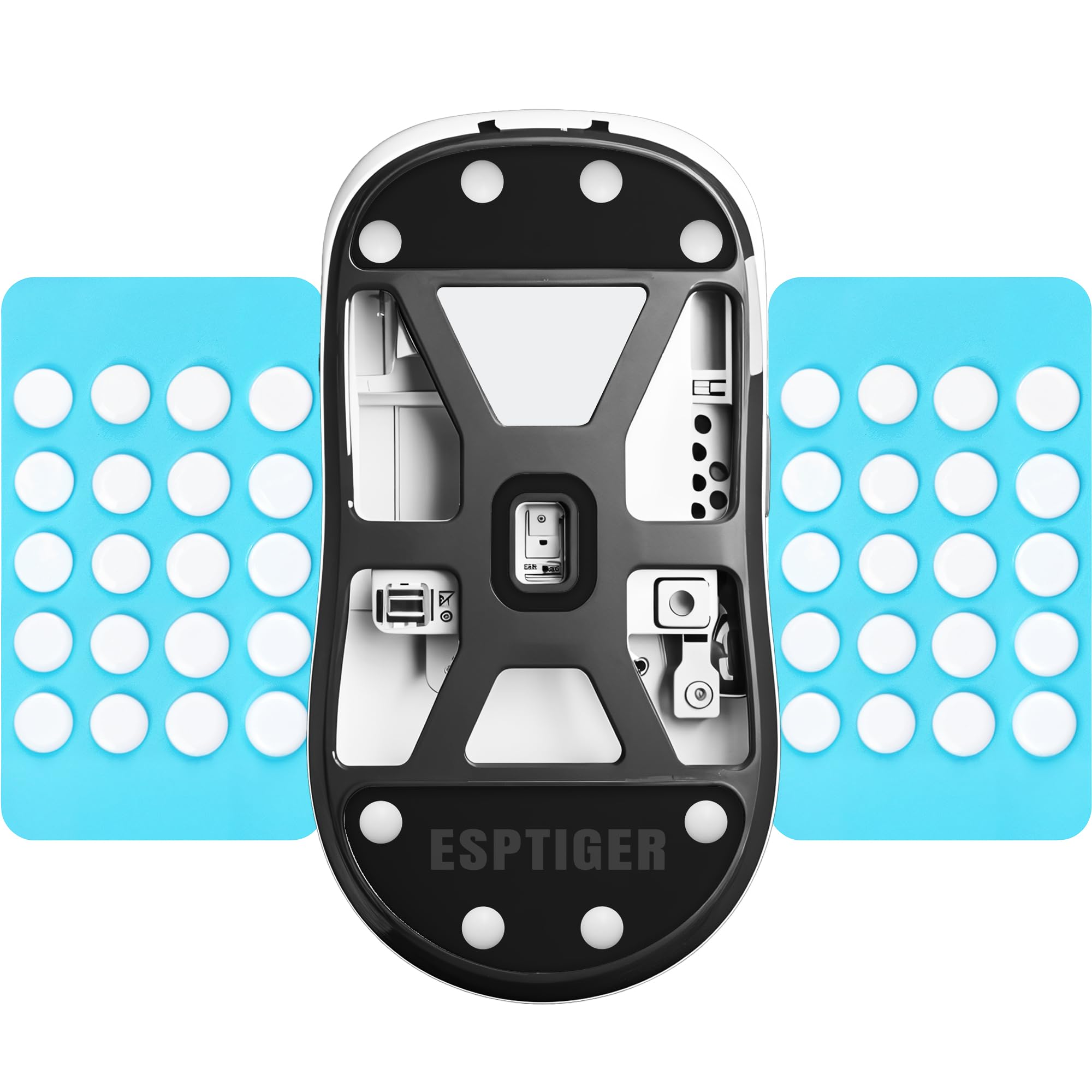 ESPTIGER ICE V2 DIY Universal Mouse Skates, 40-Piece PTFE Dots, 4 Sizes, White | Smooth Glide Feet with Curved Edges and 3M Adhesive for Custom Upgrades