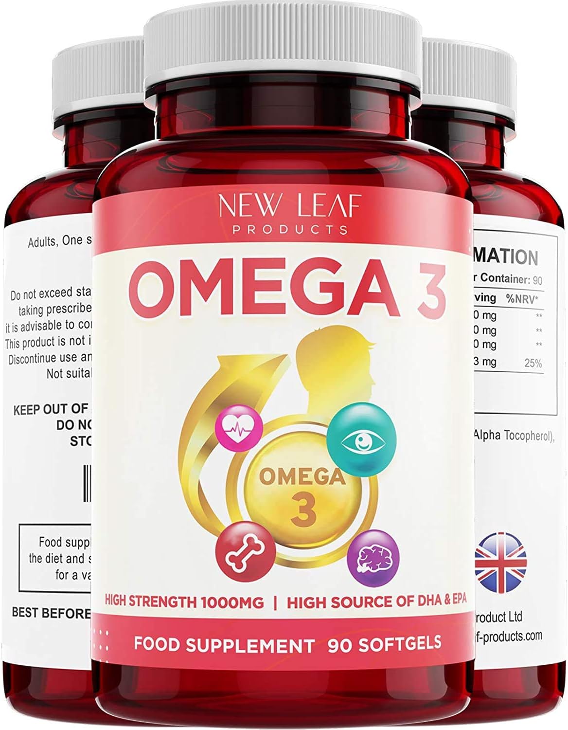 Omega 3 2000mg Capsules, High Dose Fish Oil, Enriched with Vitamin E, Two A Day Pure Fish Oil Gel Capsules