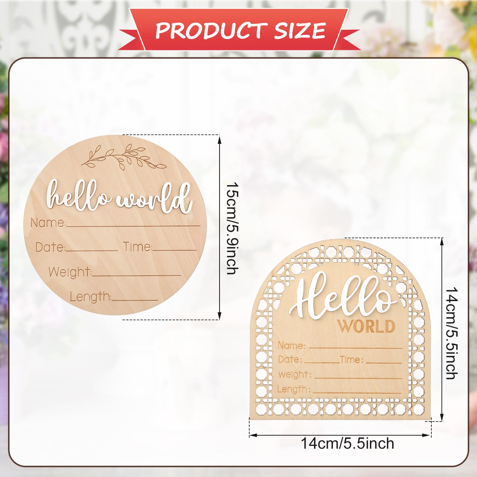 2pcs Baby Announcement Sign, Newborn Announcement Sign Wooden Baby Announcement Sign Birth Announcement Cards for Girl Boy Photo Prop Baby Shower Nursery Hospital