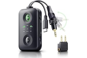 SUNNYMARK Unique Design Bluetooth 5.4 Transmitter Receiver with Qualcomm aptX Adaptive for Dual AirPods/Headphones, 3.5mm Aux Jack & USB C Bluetooth Adapter for Airplane/TV/PS5/Gym/Phone/Tablet/Car(for Flight)