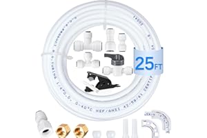 HAOCHEN Refrigerator Water Line Kit - Food Grade Ice Maker Fridge Installation Kit,1/4" O.D.25 FT Water Tubing with Quick Connect Fittings for Refrigerator,Ice Maker,RO(Reverse Osmosis) Filter System