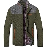 HOOD CREW Men’s Quilted Down Jacket Autumn Winter Coat Lightweight Business Causal Shirt Jacket