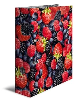 Herma 7112 Karton Motivordner DIN A4, Serie Früchte, Design Waldbeeren, 70 mm breit, 1 Ordner, mit Innendruck