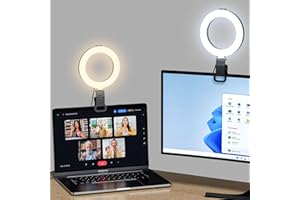 Ring Light for Computer Video Conference - Webcam Light for Monitor Clip On Remote Working Distance Learning Zoom Call Self B