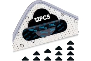 Asknoon Rug Gripper for Hardwood Floors, 12PCS Non Slip Rug Corner Grippers for Area Rugs Under Rug Carpet Keep Corners Flat (Cloud-Shape)