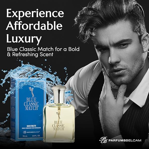 PB PARFUMSBELCAM BLUE CLASSIC MATCH CM EAU DE TOILETTE SPRAY, OUR VERSION OF A DESIGNER EDT, 75 ML