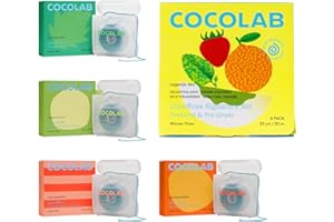 Cocofloss Woven Dental Floss, Dentist-Designed Oral Care, Waxed, Vegan, Kid-Friendly, with Coconut Oil, 4-Pack of Mint, Coconut, Orange, Strawberry (33 yard Each)