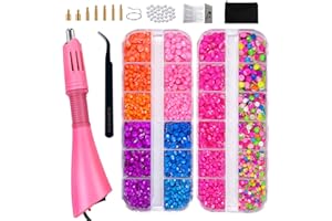 CLEKSPOYE Hotfix Rhinestones Bedazzling Kit,Iron-on Hot Fix Applicator Setter Tool with Rhinestones,Hot Fixed Wand for Clothes Clothing Fabric Crafts,Neon Set 3