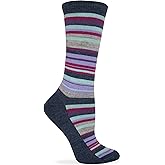 Wise Blend Ladies Merino Wool Blend Stripe Crew Socks 1 Pair Pack