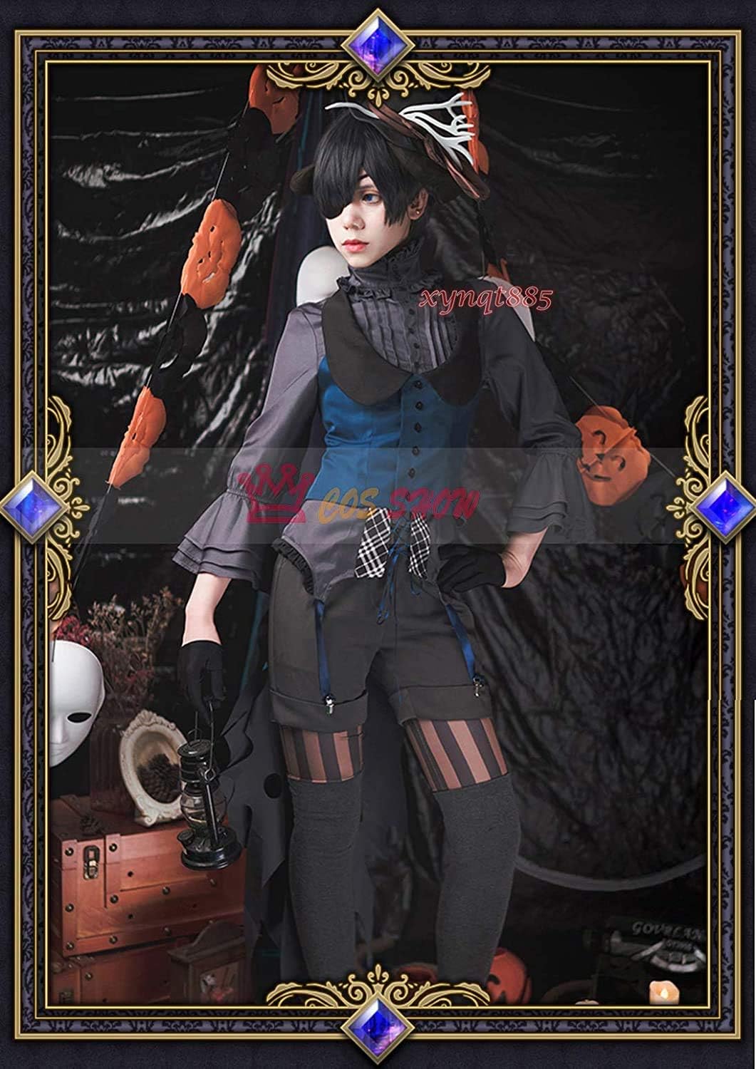 Cos Show 黒執事 シエル ファントムハイヴ 制服 コスプレ衣装 眼帯 帽子付き 日常服 仮装 イベント 文化祭 ハロウィン S コスプレ 仮装 通販 Amazon
