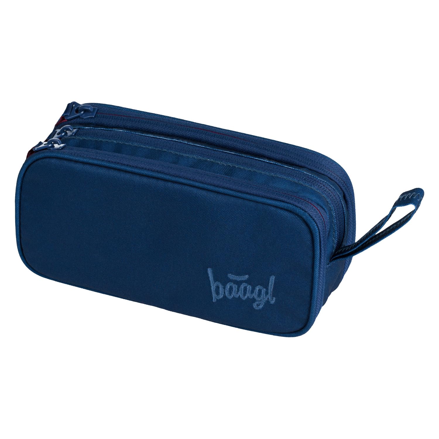 Baagl Pencil Case, 3 Compartments, Big Navy, Zipper, Polyester, Unisex