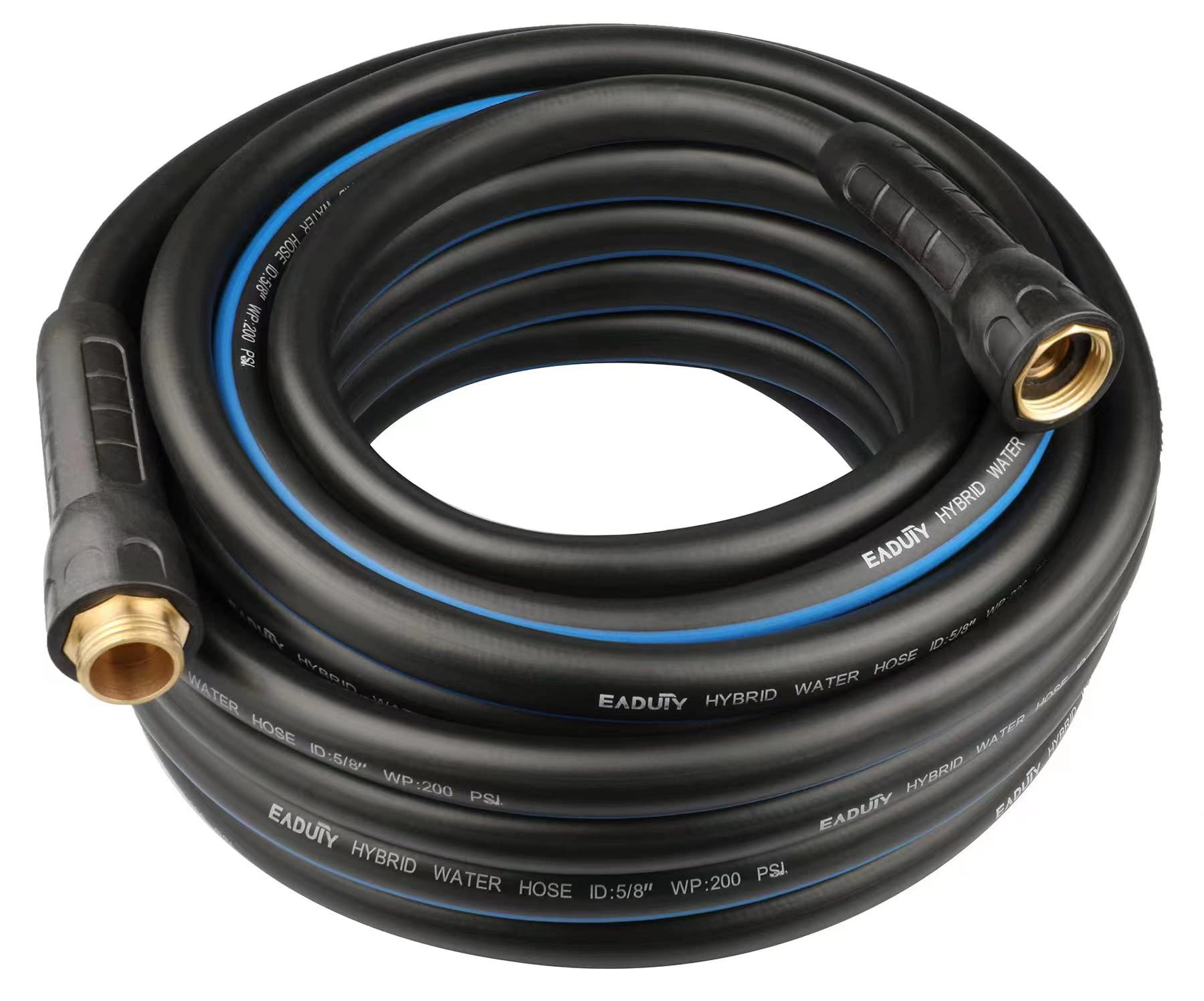 Photo 1 of Eaduty  Garden Hose 5/8 IN. x 50 FT, Heavy Duty, Lightweight, Flexible with Swivel Grip Handle and Solid Brass Fittings, Gray+Blue